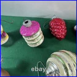 21 Vtg MCM LOT GLASS CHRISTMAS ORNAMENTS GLASS MICA GERMANY UFO