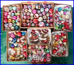 210 Vtg Christmas Tree Ornament Lot Glass Indent Bell Bird Antique Figural Bump