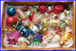 210 Vtg Christmas Tree Ornament Lot Glass Indent Bell Bird Antique Figural Bump