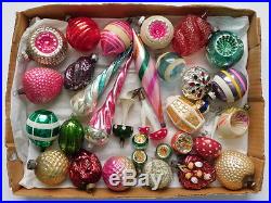 210 Vtg Christmas Tree Ornament Lot Glass Indent Bell Bird Antique Figural Bump