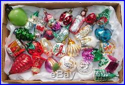 210 Vtg Christmas Tree Ornament Lot Glass Indent Bell Bird Antique Figural Bump