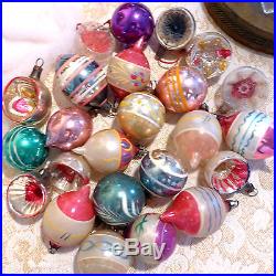 24 Antique Paint Poland German Feather Tree Teardrop Glass Xmas Easter Ornament