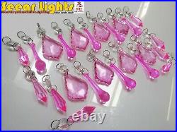 24 Chandelier Pink Leaf Droplets Cut Glass Crystals Christmas Tree Decorations