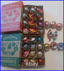 24 SHINY BRITE Vintage Glass Christmas Tree Ornaments Original Boxes 8 Bradford