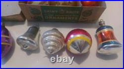 24 SHINY BRITE Vintage Glass Christmas Tree Ornaments Original Boxes 8 Bradford