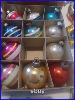 24 SHINY BRITE Vintage Glass Christmas Tree Ornaments Original Boxes 8 Bradford