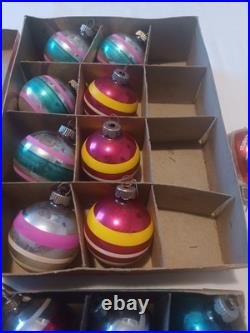 24 SHINY BRITE Vintage Glass Christmas Tree Ornaments Original Boxes 8 Bradford