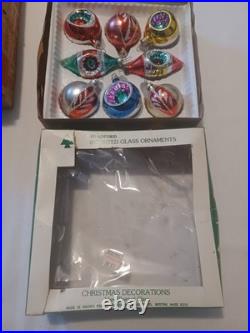 24 SHINY BRITE Vintage Glass Christmas Tree Ornaments Original Boxes 8 Bradford