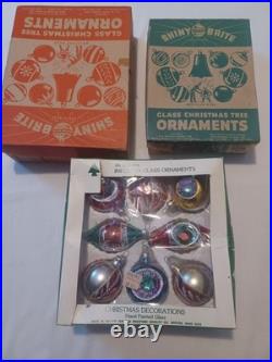 24 SHINY BRITE Vintage Glass Christmas Tree Ornaments Original Boxes 8 Bradford