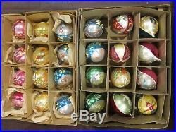 24 True Vtg Poland Fantasia Christmas Ornaments Hand Painted Box Boxes Floral