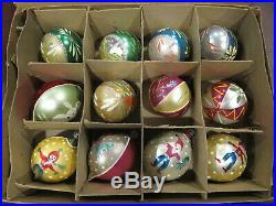 24 True Vtg Poland Fantasia Christmas Ornaments Hand Painted Box Boxes Floral