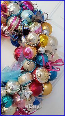 24 Truly Vintage Antique Glass Christmas Ornament Wreath Shiny Brite W Germany+