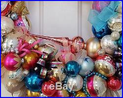 24 Truly Vintage Antique Glass Christmas Ornament Wreath Shiny Brite W Germany+