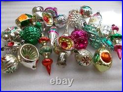 24 Vintage Russian USSR Silver Glass Christmas Ornaments Xmas Decoration Old Set