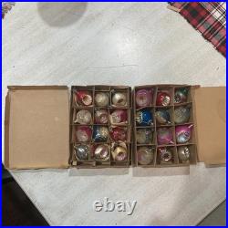 24 Vtg Fantasia Poland Small Indent Glass Christmas Ornaments. NEW OLD STOCK