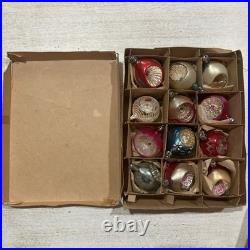 24 Vtg Fantasia Poland Small Indent Glass Christmas Ornaments. NEW OLD STOCK