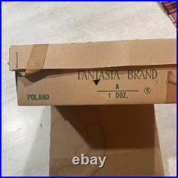 24 Vtg Fantasia Poland Small Indent Glass Christmas Ornaments. NEW OLD STOCK