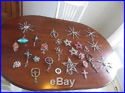 26 Antique Mercury Glass Beaded Ornaments Figural & Christmas Tree Topper OLD