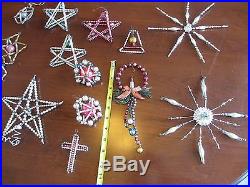 26 Antique Mercury Glass Beaded Ornaments Figural & Christmas Tree Topper OLD