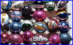 27 Vintage Poland Indents Glass Christmas Ornaments Teardrop & Round