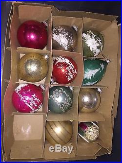 29 Lot Vtg Glass Christmas Ornaments Shiny Brite Stencil In Original box Shapes