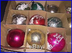 29 Lot Vtg Glass Christmas Ornaments Shiny Brite Stencil In Original box Shapes