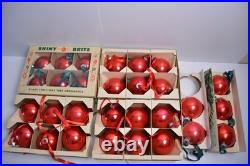 29 Shiny Brite Red Large 3 Glass Christmas Tree Ornaments Original Vintage