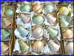 3 Boxes Fancy Victorian Glitter Pastel Glass Xmas Ornaments Easter W Germany Vtg