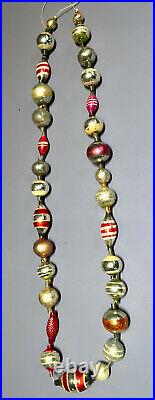3'+ Large Bead STRIPES Antique Glass Christmas Tree GARLAND Some 1 to 2