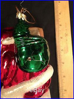 3 RARE Large Vintage MERCURY GLASS SANTA Christmas Ornaments VINTAGE CHRISTMAS