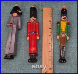 3 RARE Poland Komozja Family Soldiers Glass Soldier Ornaments 7 Tall