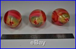 3 Vintage End OF Day Glass Christmas Tree Ornaments. 3 x 5 x 9 diameter