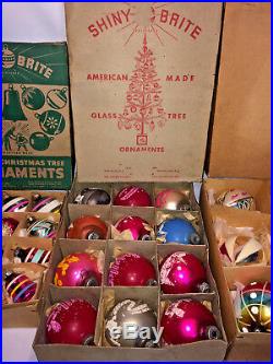 30 War Era Christmas Ornaments Balls Shiney Brite USA & Poland & W. Germany