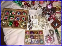 314 VTG CHRISTMAS TREE ORNAMENT LOT GLASS INDENT MICA BELL ANTIQUE FIGURAL L@@k