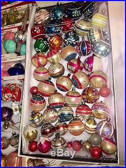 314 VTG CHRISTMAS TREE ORNAMENT LOT GLASS INDENT MICA BELL ANTIQUE FIGURAL L@@k