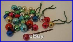 32 Assorted Mini Glass Colored Christmas Ornaments Balls Feather Tree