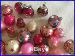 38 ALL PINK LOT Vintage Christmas TREE Shiny Brite & GERMAN OLD Glass ORNAMENTS