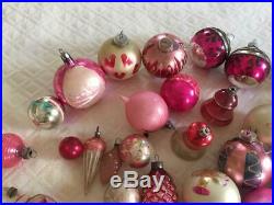 38 ALL PINK LOT Vintage Christmas TREE Shiny Brite & GERMAN OLD Glass ORNAMENTS