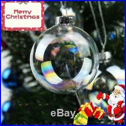 4-24PCS 8/10cm Clear Iridescent Glass Ball Christmas Ornament Wedding Baubles