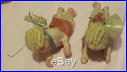 4 ANTIQUE GERMANY WAX ANGEL CHRISTMAS ORNAMENTS w WIG & SPUN GLASS WINGS VINTAGE