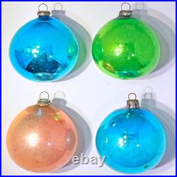 4 Vintage MERCURY GLASS DIORAMA Christmas ORNAMENTS Santas Angels JAPAN 1960 HTF