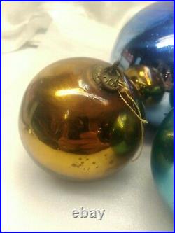 5 Antique Kugel Christmas Ornaments Balls Mercury Glass Germany