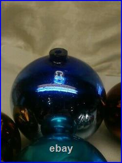 5 Antique Kugel Christmas Ornaments Balls Mercury Glass Germany