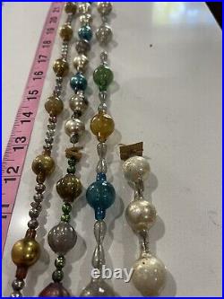 5 Antique Vintage Christmas very Early Glass Garland Beads Germany Ornaments