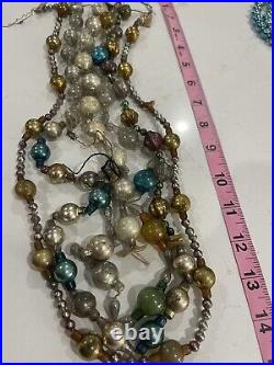 5 Antique Vintage Christmas very Early Glass Garland Beads Germany Ornaments