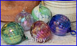 5 Blown Art Glass Christmas Tree Ornaments Decorations Glass Eye Studios +