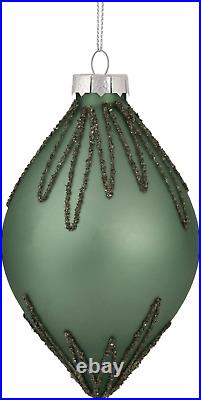 5 Matte Green Starburst Finial Glass Christmas Ornament