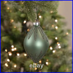 5 Matte Green Starburst Finial Glass Christmas Ornament