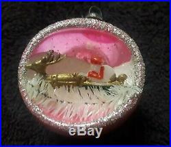 5 Vintage Christmas Mercury Glass Diorama Christmas Ornaments Santa Tree Candles