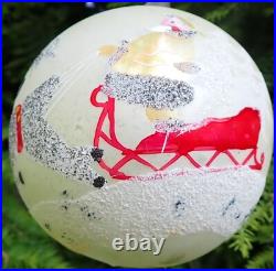 5 Vintage Jumbo Poland Glass Christmas Tree Ornaments Hand Painted